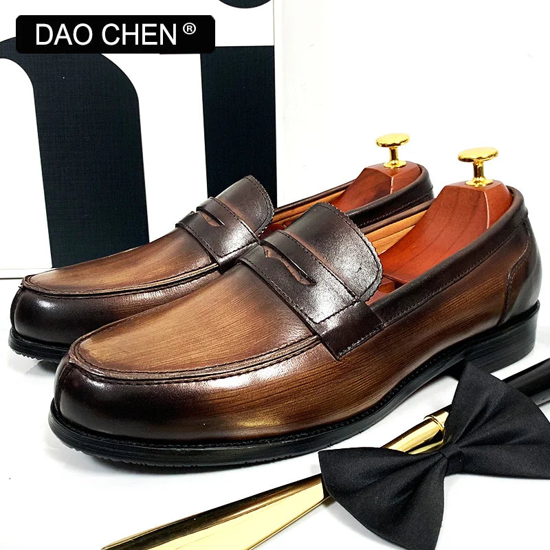OUR 2025 NEW Collection LUXURY BRAND LEATHER SHOES BROWN BLACK SLIP ON SNAKE PRINT MEN'S CASUAL SHOES WEDDING OFFICE casual loafers men