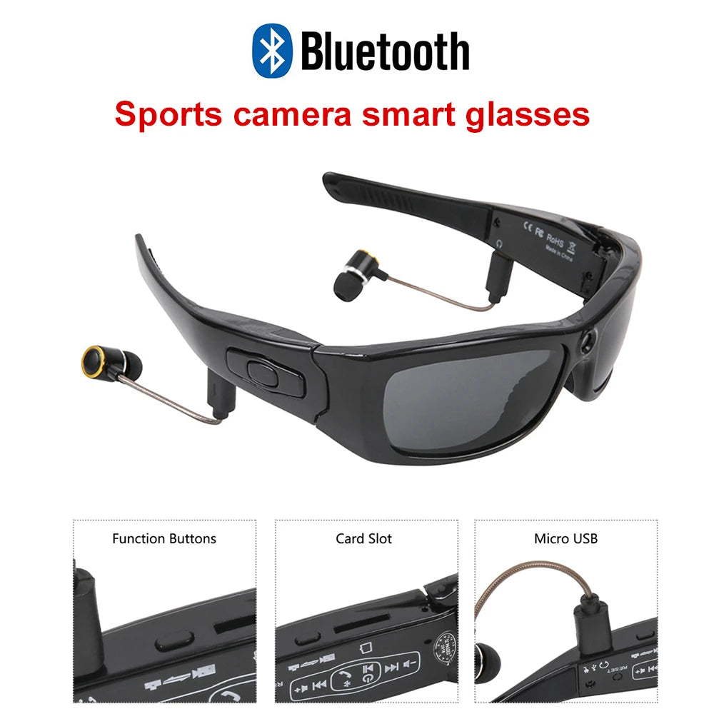 1080P HD Mini Camcorders Glasses Camera Bluetooth Headset Sunglasses Polarized Glasses Camera Cycling Video Glasses Outdoor