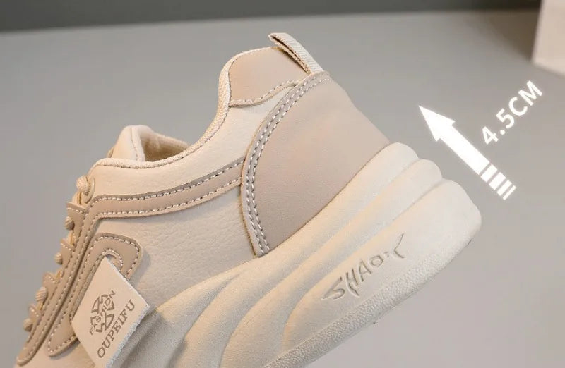 2024 New Chunky Women's Casual Flats Shoes Spring Trendy Comfortable Sneakers Youth Student Girls Board Shoes Small White Shoes