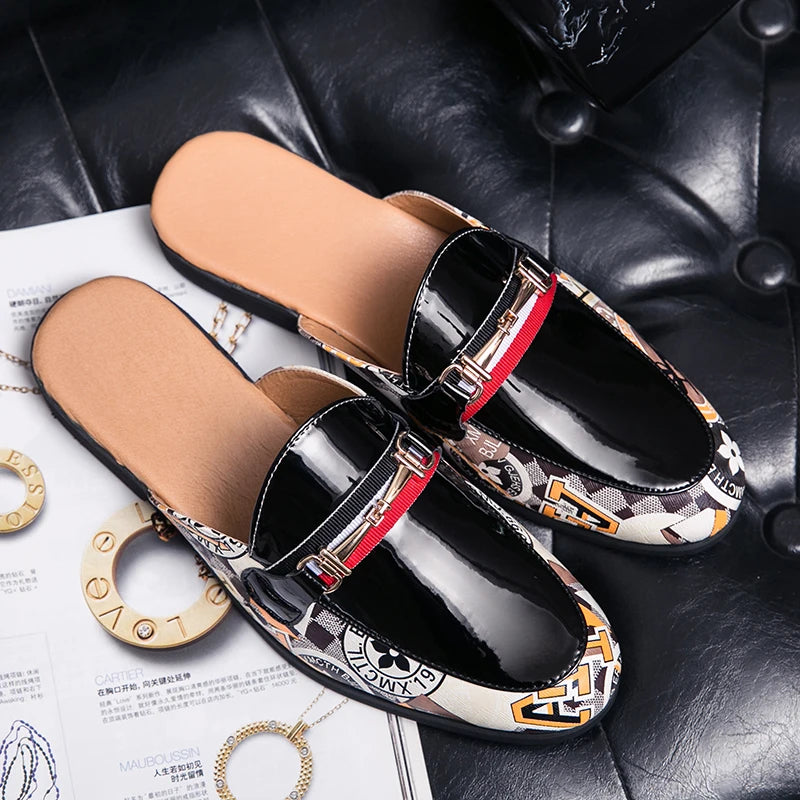 TINTINOS 2024 Summer Half Shoes Men Leather Shoes Men Mules Casual Shoes Fashion Half Drag Loafer Leather Men Shoes Mocassin Handmade Shoes