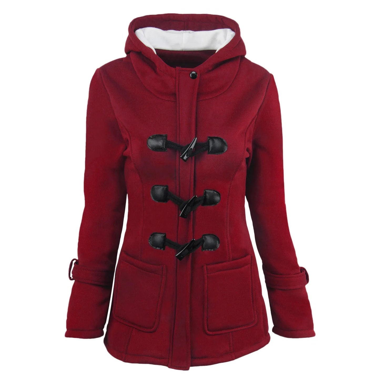 Winter Coat Female Womens Fashion Horn Button Fleece Thicken Coat With Hood Winter Warm Jacket 2025