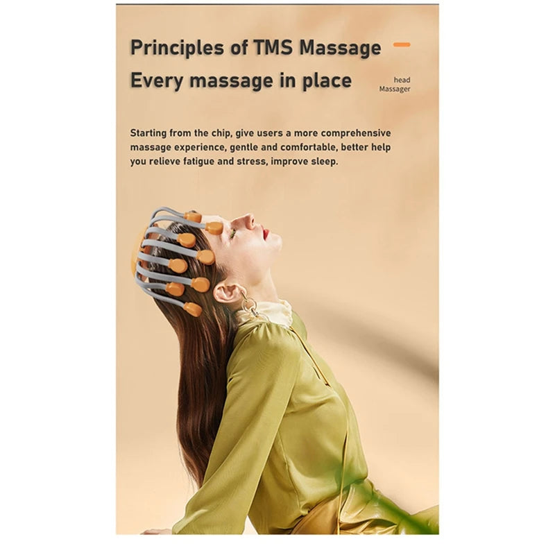 20Massage Heads Scalp Head Massager Red Light Therapy Vibrator Octopus Scratcher For Relaxation Stress Easy To Use (Orange)