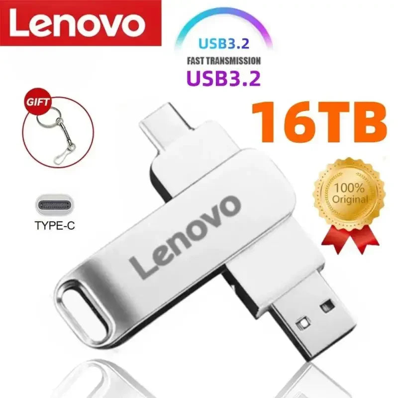Lenovo 64TB USB Memories Type-c 2-In-1 USB 3.0 Flash Drive 8TB 16TB OTG Pendrive 128GB High Speed Flash Disk 256GB For Computer WHEN YOU ORDER ONE WE WILL OFFER YOU A FREE GIFT WHICH A FREE LAPTOP STAND