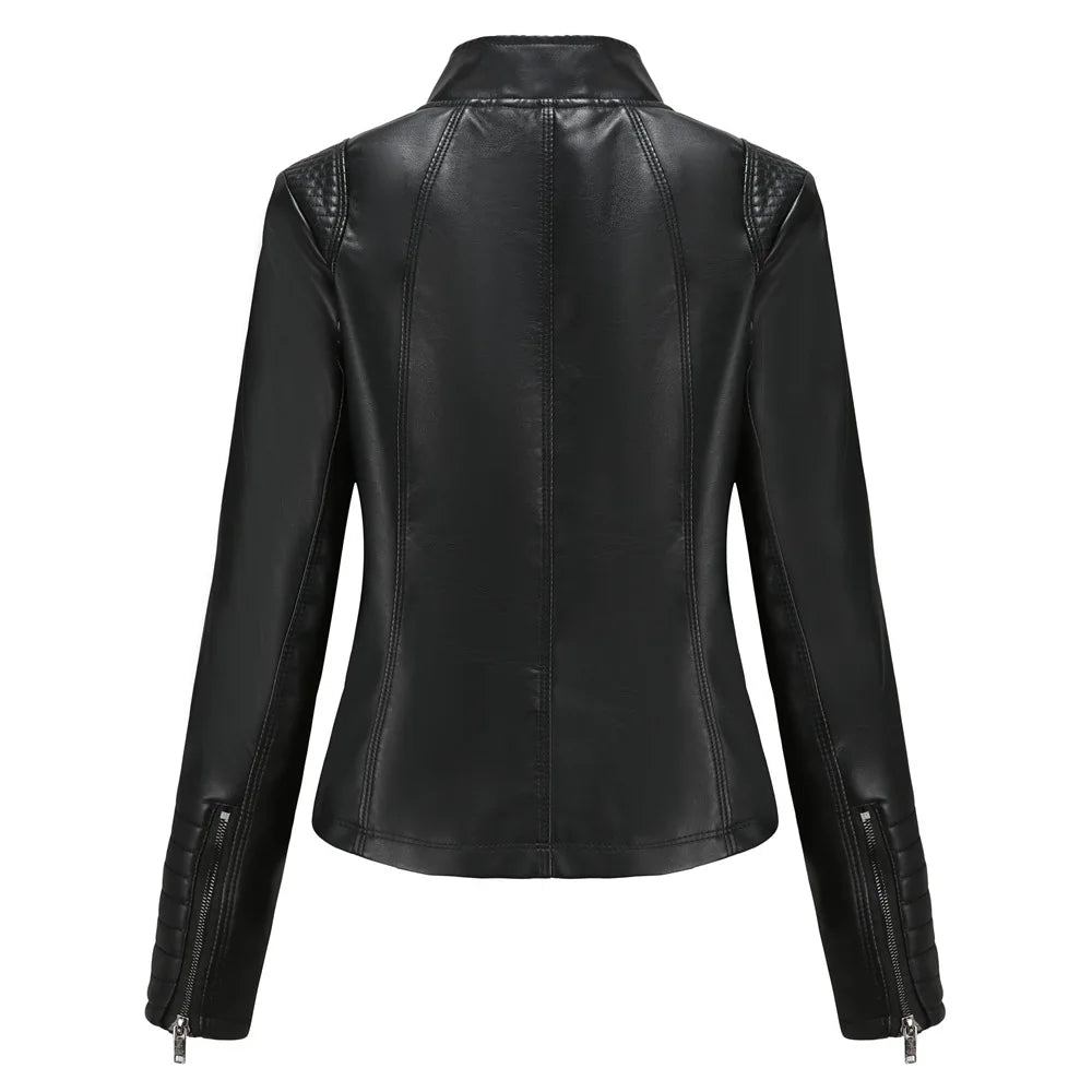 2025 Ladies New Autumn Motorcycle Short Chic PU Leather Jacket
