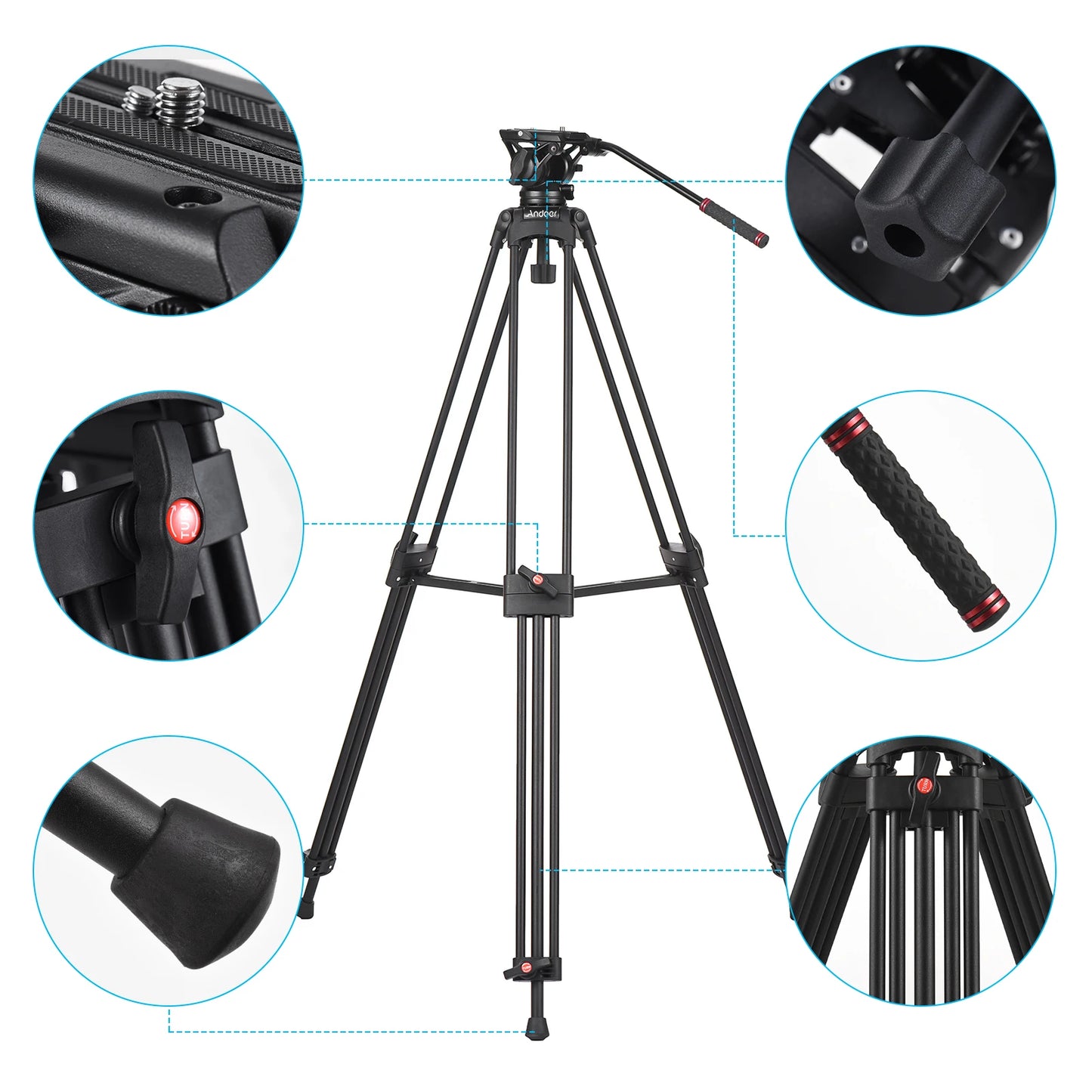 TINTINOS Andoer D1801 Professional Tripod Stand Aluminium Alloy Panorama Head 3-Section Extendable for DSLR Cameras Camcorder Photography