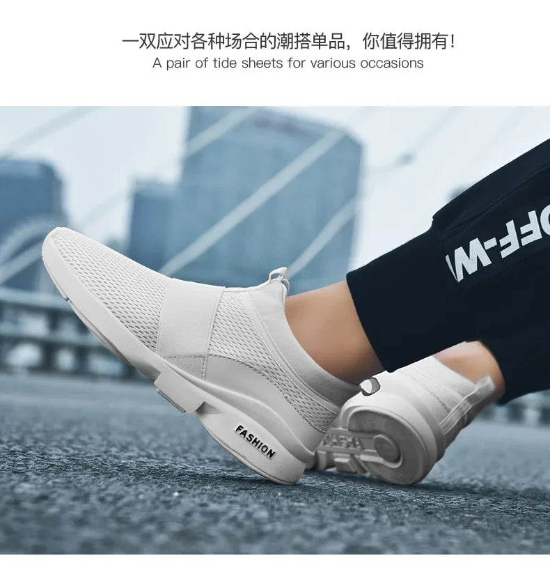 2025 Men Casual Shoes Sneakers Fashion Loafers Comfortable Mesh Mens Shoes Footwear Lightweight Walking Shoes White Size 46 Big Big SALES Now