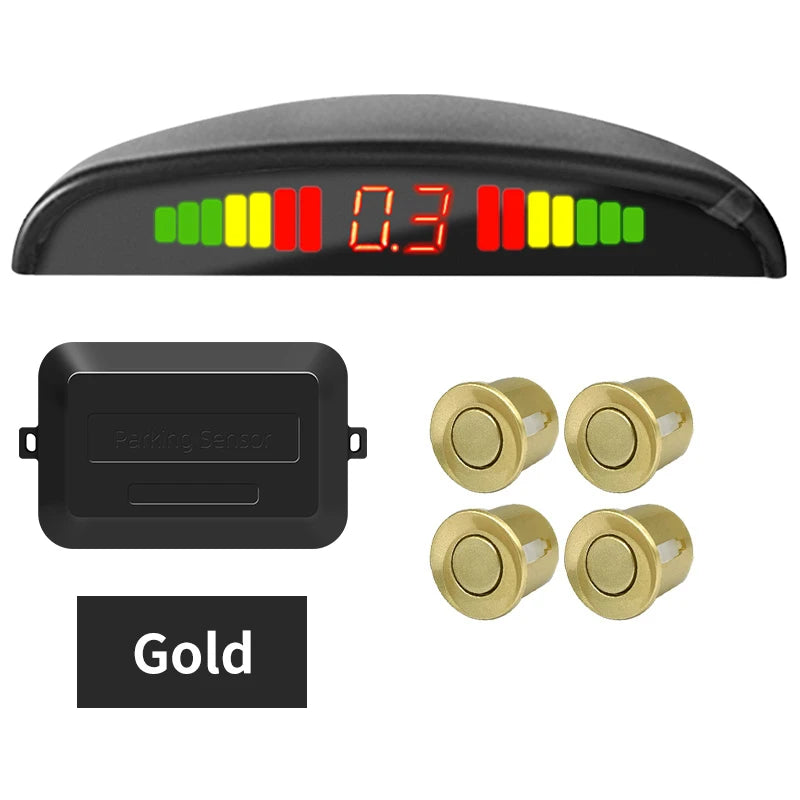 Car LED Parking Sensor Kit 4 Sensors 22mm Backlight Display Reverse Backup Radar Monitor System 12V 8 Colors