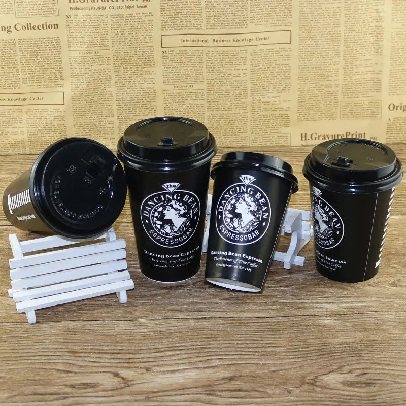 100pcs/pack Black Disposable Paper Cup Coffee Cup Cold Drinking Cup Accept Customization