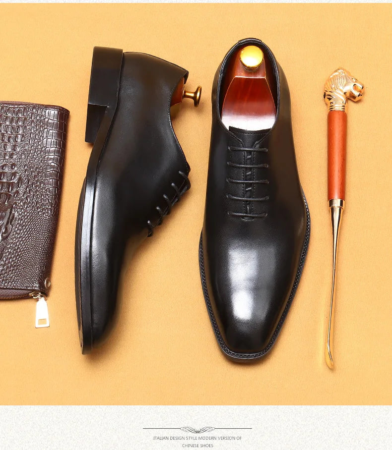 2024-2025 Italian Design Genuine Leather Shoes for Men Business Shoes Lace Up Oxfords Male Wedding Dress Shoes Men Plus Size 37-46