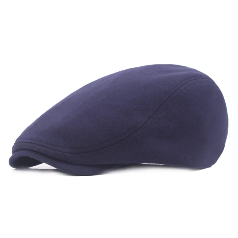 Solid Color Simple Felt Peaked Cap Men Women Flat Newsboy Caps Hip Hop Berets Gorras British Painters Hat Outdoor Sun Hat