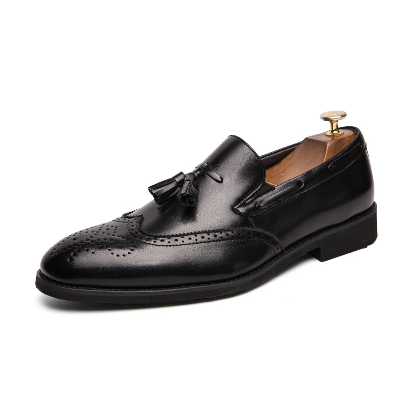 Luxury Men Loafers Tassels Soft Moccasins Spring Black Shoes Man High Quality Mens Shoes Casual Leather Driving Flats Size 38-48