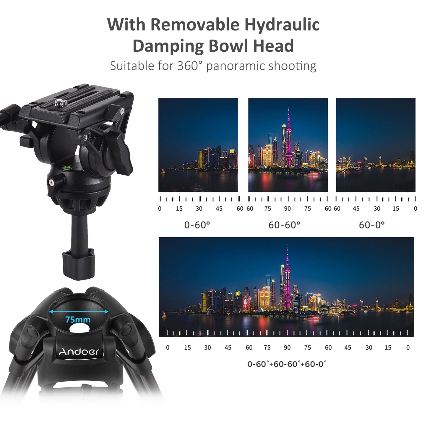 TINTINOS Andoer D1801 Professional Tripod Stand Aluminium Alloy Panorama Head 3-Section Extendable for DSLR Cameras Camcorder Photography