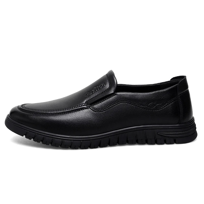 British Style High-quality Loafers Simple Black Men's Leather Casual Shoes Interview Commuting Men's Work Shoes Big Size:38-47