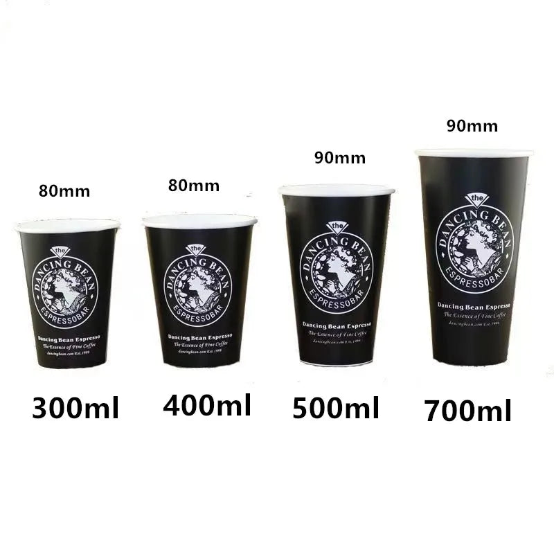 100pcs/pack Black Disposable Paper Cup Coffee Cup Cold Drinking Cup Accept Customization