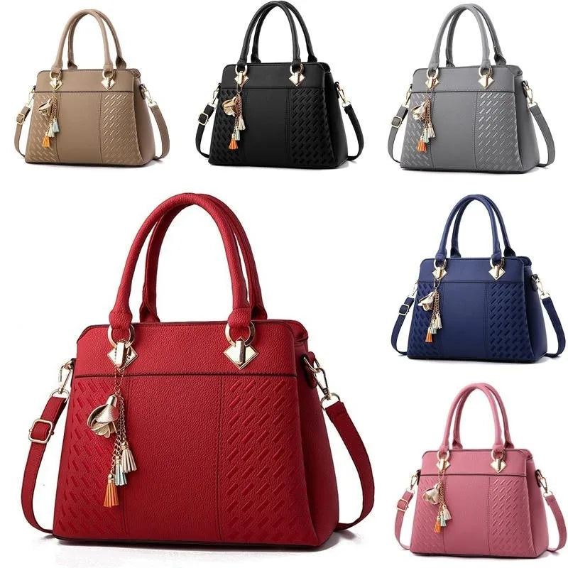AMAZONY 2024 Ladies Hand Bags Fashion Patchwork Shoulder Office Work PU Leather Bag Female Casual Solid Color Bags Lady Simple Messenger Bag