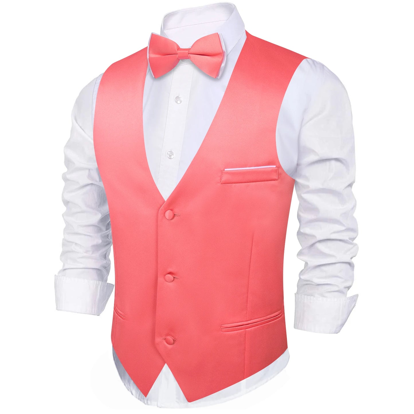 Silk Vest for Men Solid Plain Party Waistcoat Bowtie Set Set Male Sleeveless Jacket Formal Casual Barry Wang