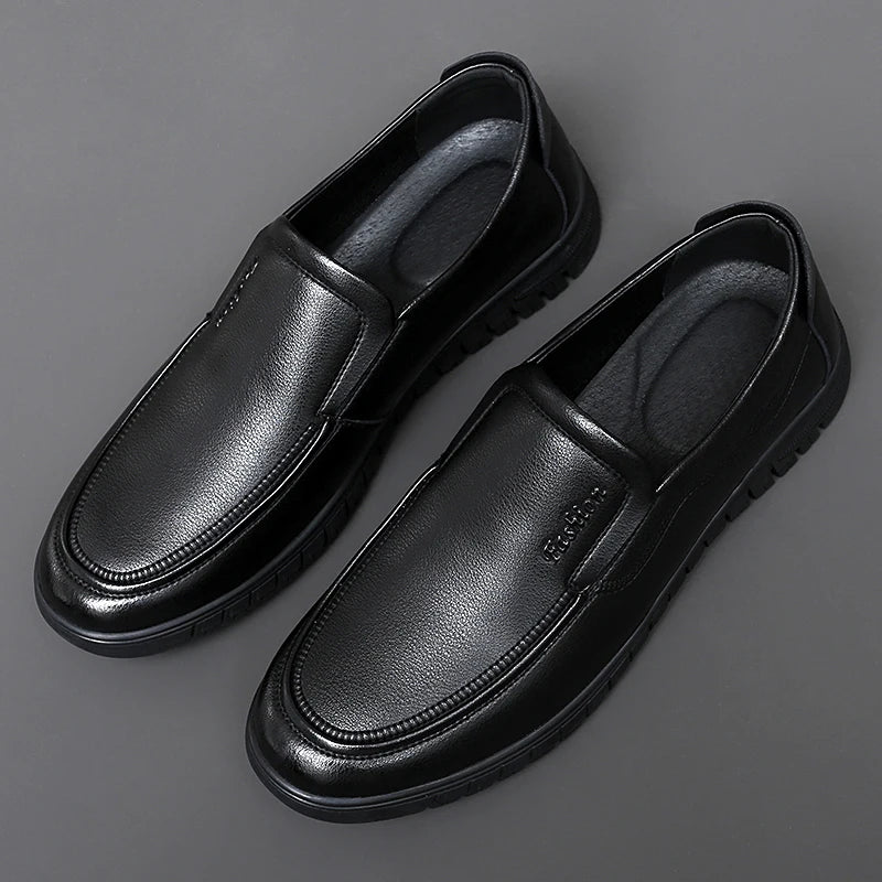 British Style High-quality Loafers Simple Black Men's Leather Casual Shoes Interview Commuting Men's Work Shoes Big Size:38-47