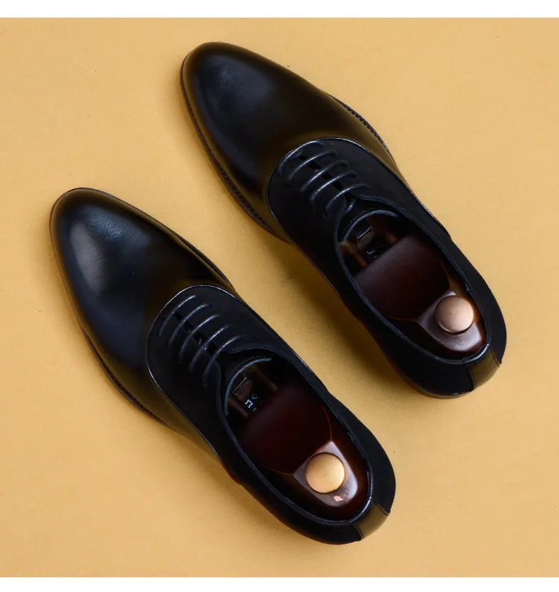 2024 New Italian Handmade Shoes British Style Formal Men's Oxford Shoe Genuine Leather Business Dress Shoes Retro Men's Shoes