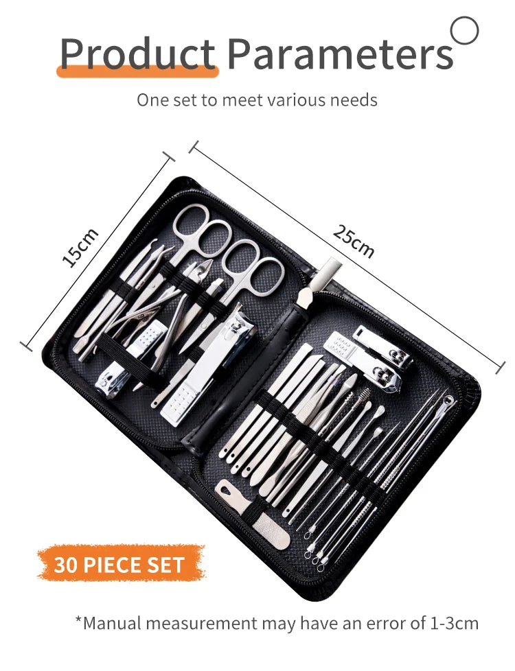 11/40pcs Manicure tool set Stainless Steel pedicure set Nail clipper Portable tool set Nail clippers Nail file