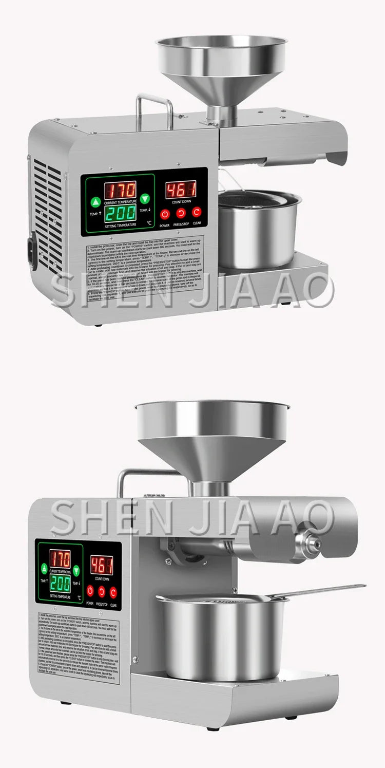 X8S New Intelligent Temperature Control Oil Press 820W Small Household Commercial Oil Press Homemade Peanut Oil 110/220V