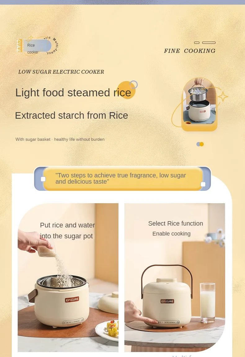 220V Electric Sugar Drained Rice Cooker Home Non-stick Electric Low Sugar Rice Cooker & Sugar draining inner Multi Cooker 1.7L