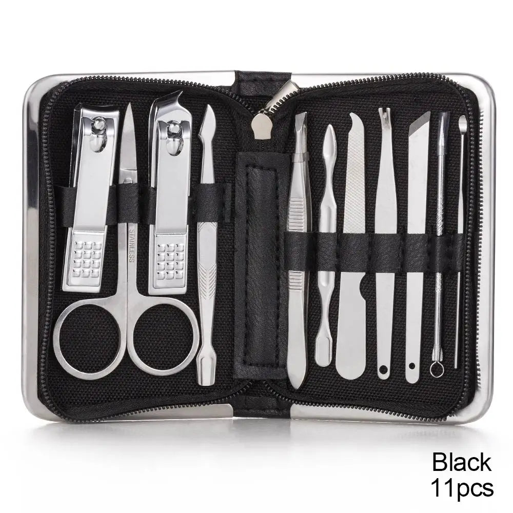 11/40pcs Manicure tool set Stainless Steel pedicure set Nail clipper Portable tool set Nail clippers Nail file