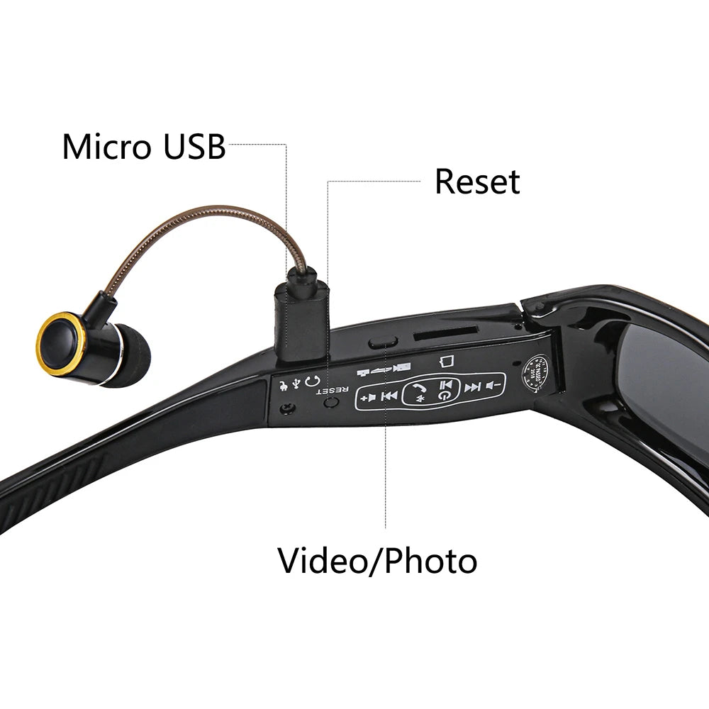 1080P HD Mini Camcorders Glasses Camera Bluetooth Headset Sunglasses Polarized Glasses Camera Cycling Video Glasses Outdoor