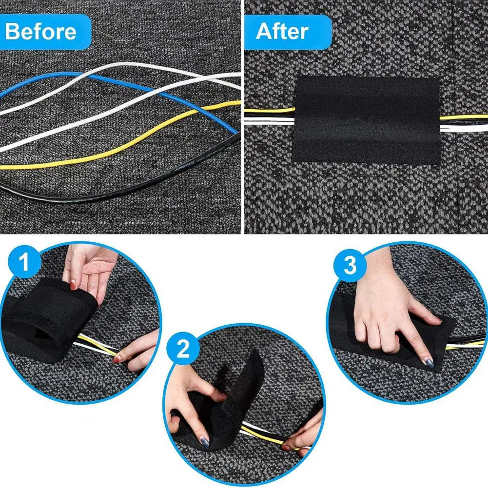 100cm/300cm/500cm Floor Cable Cover No Punching Strong Adhesive Fastener Tape Space-saving Protect Wires Floor Cable Cover