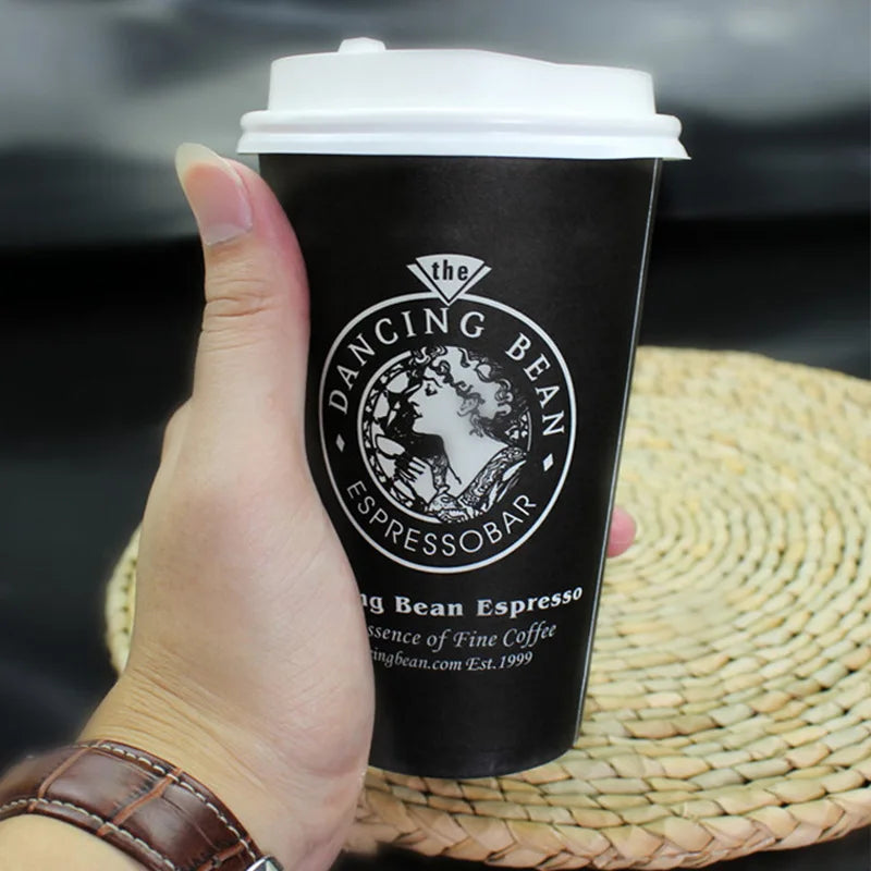 100pcs/pack Black Disposable Paper Cup Coffee Cup Cold Drinking Cup Accept Customization