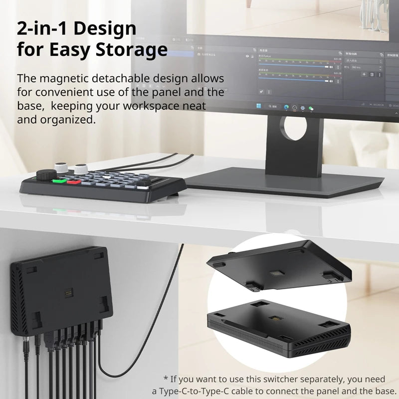 Ulanzi DD02 Live Video Switcher 4 CH HDMI Streaming 4K HD Screen For YUY2 MJPEG Capture Format Live Streaming Tool Video Mixer