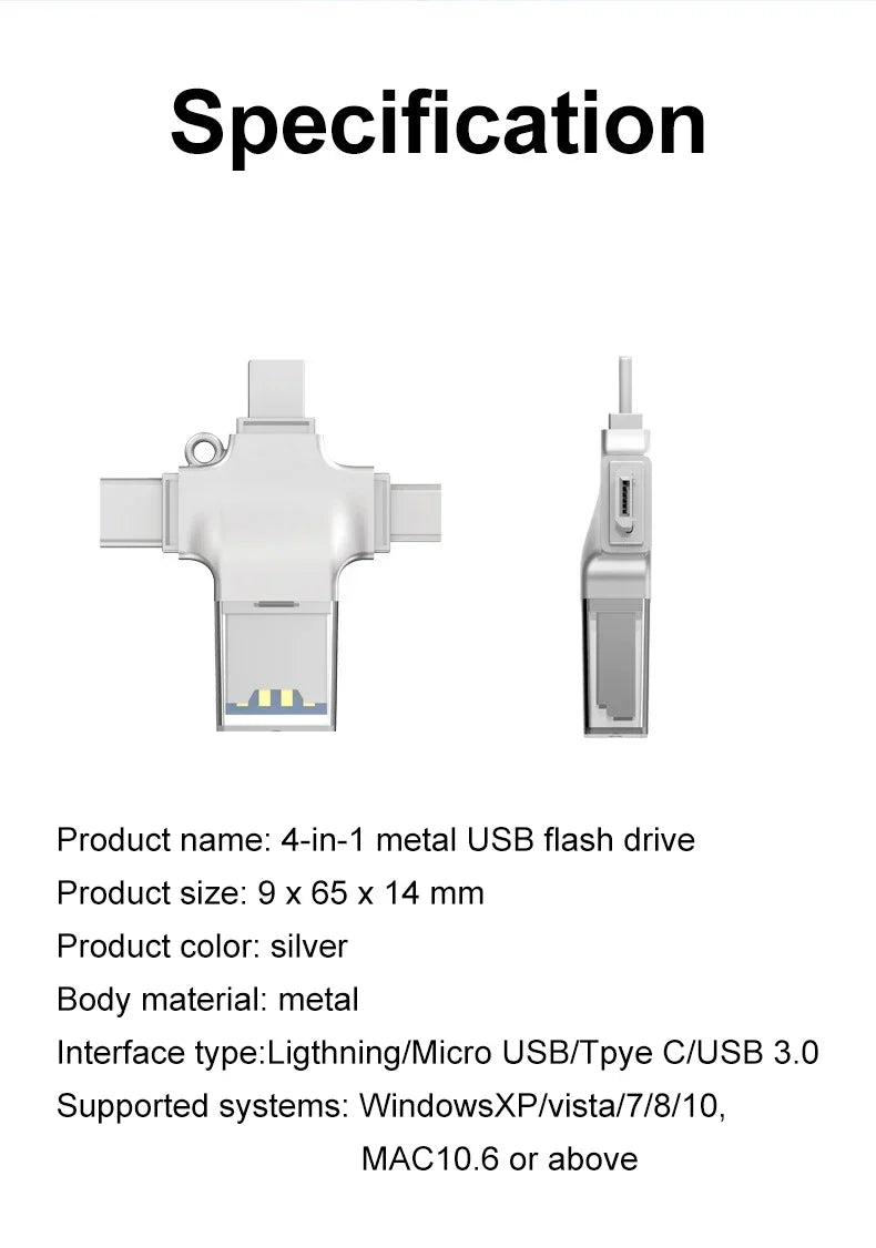 USB C OTG Adapter 4-in-1 USB 3.0 to USB-C Micro USB Type C Lightning Computer Tablet USB Card Reader WHEN you buy one we freely offer a laptop stand as a gift