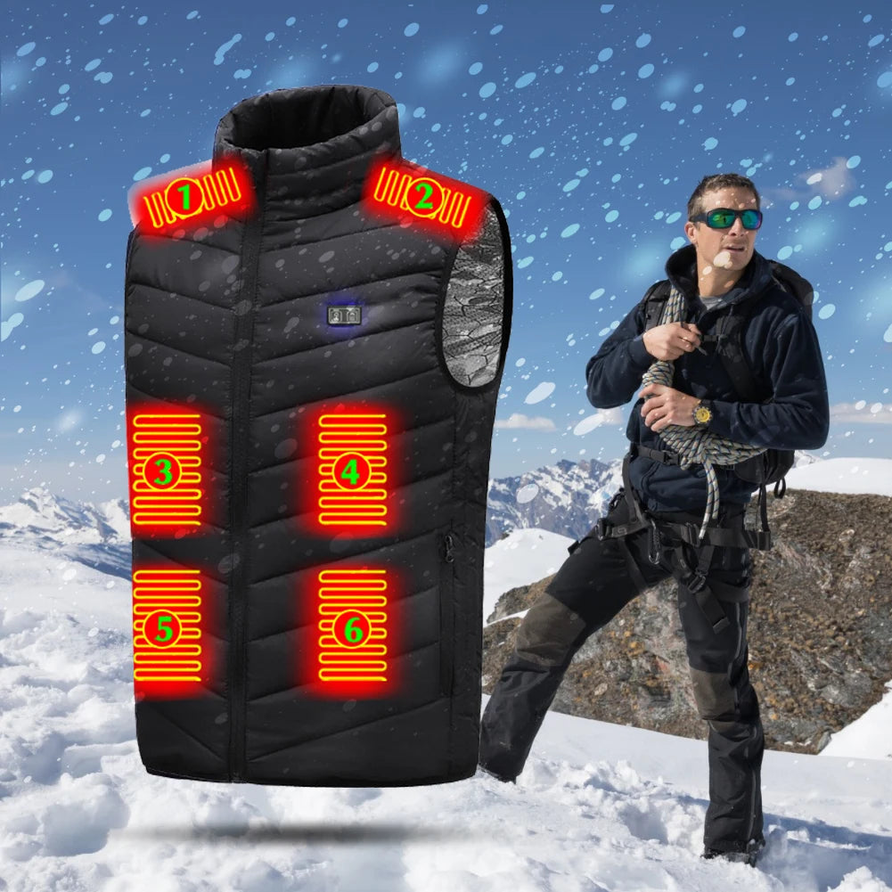 21 Zone Heating Vest Men's USB Infrared Thermal Jacket Smart Heating Clothes New Winter Cold-proof Thick Sleeveless Coat Hiking