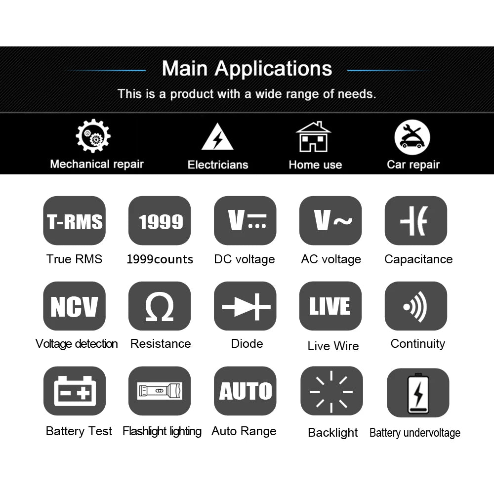 BSIDE A1X A1 Digital Multimeter Electric Test Pen With Flashlight Live Wire Recognition Meter Voltage Resistance Diode NCV Test