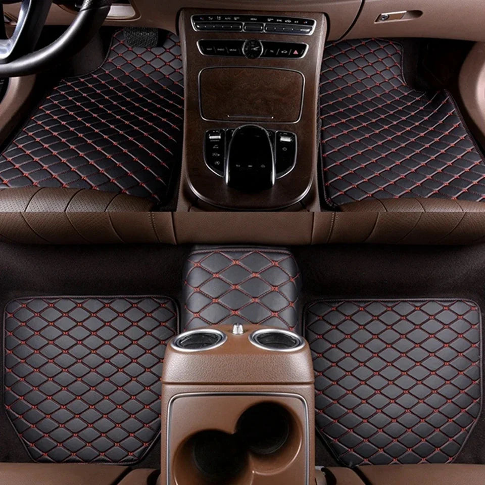 5PCS Universal Car Floor Mats PU Leather Waterproof Auto Foot Pad Protector Carpet Front and Rear Mats Set Auto Accessories