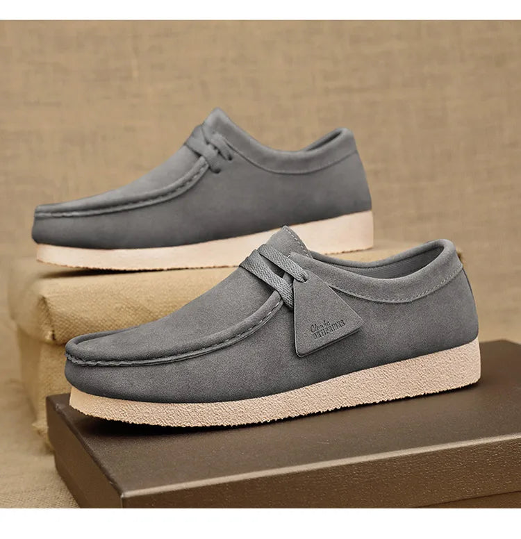 2025 New Suede Casual Shoes For Men Khaki Leather Loafers Slip-on Men's Shoes Lightweight Driving Shoes Men chaussure hommes