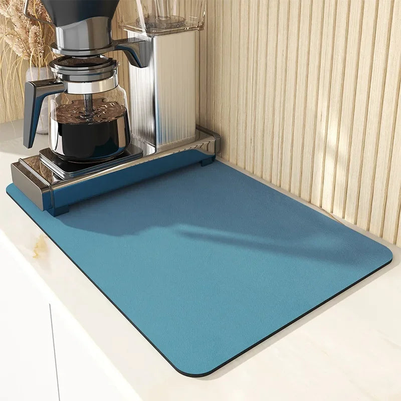 1pc Solid Color Drying Mat Non-Slip Absorbent Mat Tableware Kitchen Counter Drain Mats Placemats For Table
