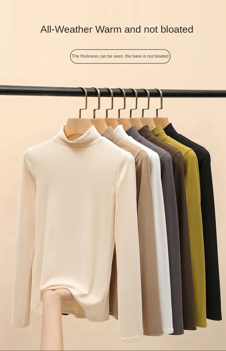 2024 New Knitted Half-turtleneck Pullovers Women Bottom Shirts Sweater Jumper Elegant USA and Canadian Fashion Long-sleeved Tops Knitwear