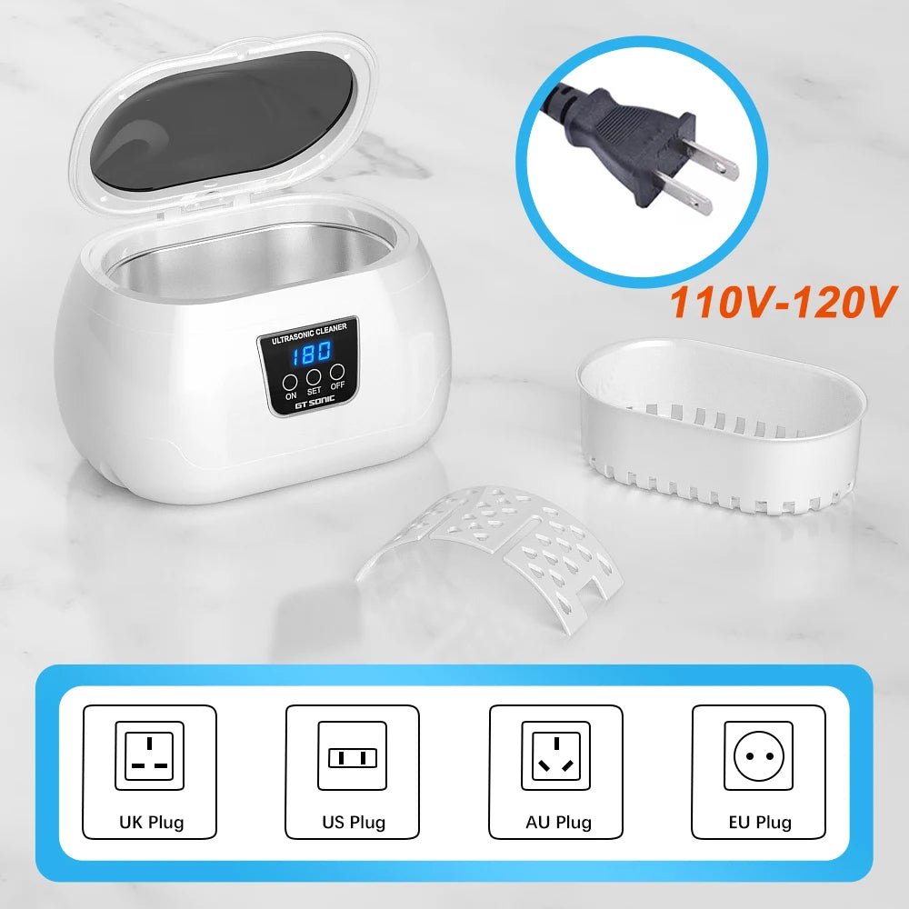 35W Digital Ultrasonic Cleaner 600ml Sonicator Bath Vibration Ultrasonic Jewelry Ring Parts Glasses Watch Cleaning Machine