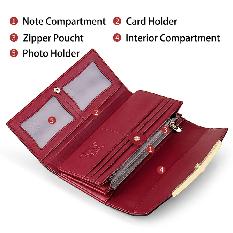2024 Fashion Womens Wallets Carteras Para Mujer Long Purse for Women with Cell Phone Pocket Luxury Designer Leather Wallet RFID Protect