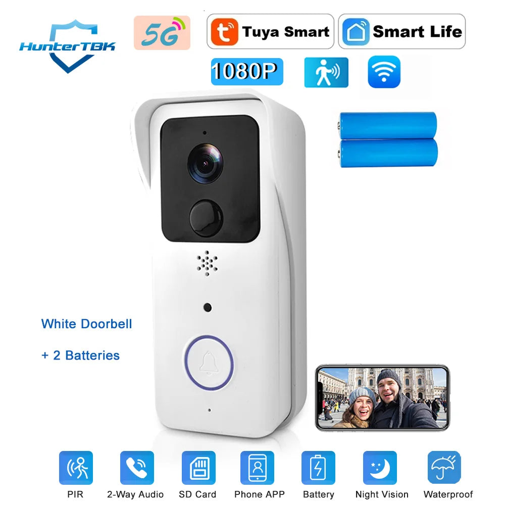 5GHz 2.4GHz Wireless WIFI Doorbell 1080P Video Intercom Door Bell with Camera Tuya Smart PIR Motion Detection Home Security Bell