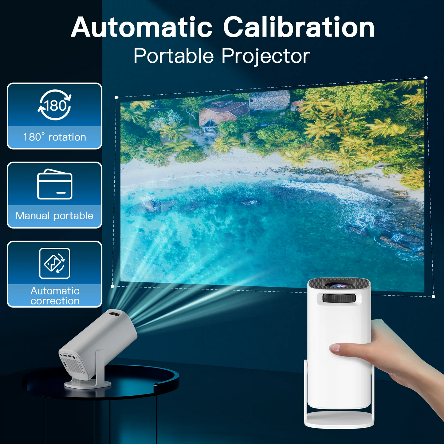 Android 11 Smart Mini Projector with WiFi 6 & Bluetooth - Portable 2.4G/5.8G Pocket Projector for Outdoor Entertainment
