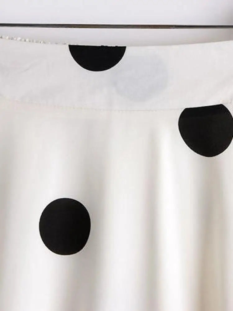 Chiffon Print Dot Skirts Womens High Waist All-match Summer Medium Long A-line Skirt Female Office Lady Pleated Skirt Elegant