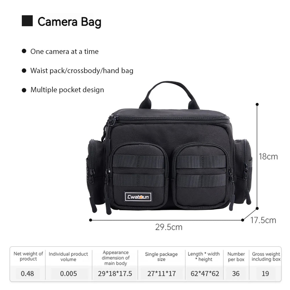 Camera Bag Travel Shoulder Bag Available for 1 Camera + 1 Lens Water-resistant Shock-proof Camera Case for SLR Camera Body/ Lens