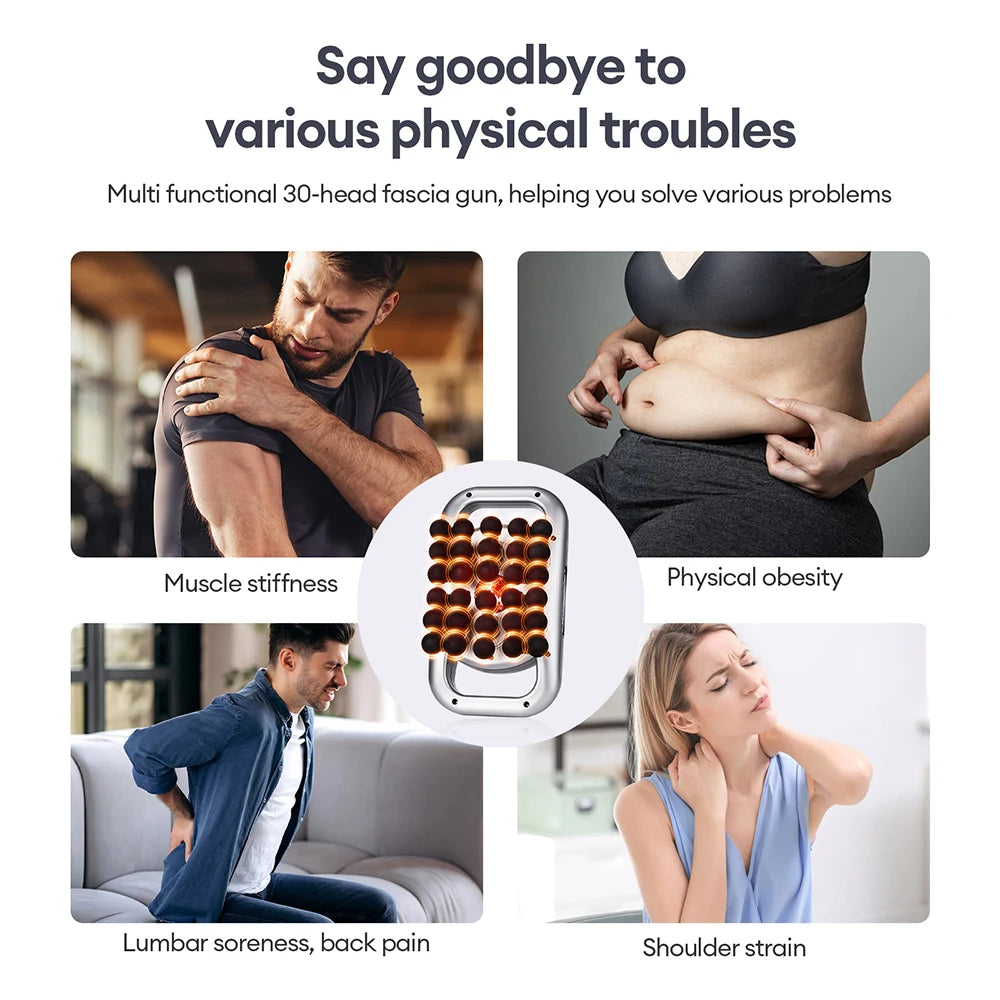 30-Head Fascia Gun High-Frequency Vibration Body Massage Gun Back and Waist Massager Neck Shoulder Massager Muscle masajeador