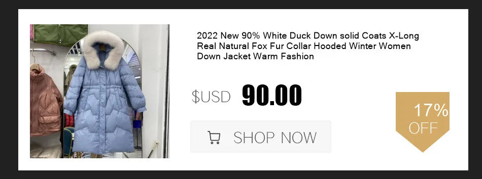 2024 - 2025 New Natural Real Fox Fur Long White Duck Down Jacket Winter Women Warm Loose Coat Thick Outerwear Streetwear