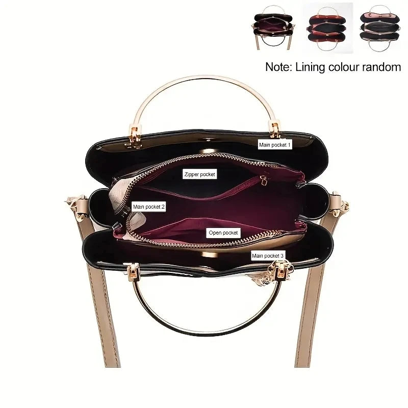 AMAZONY 2024 Women's fashionable color blocking shoulder bag with tassel decoration crossbody bag wallet