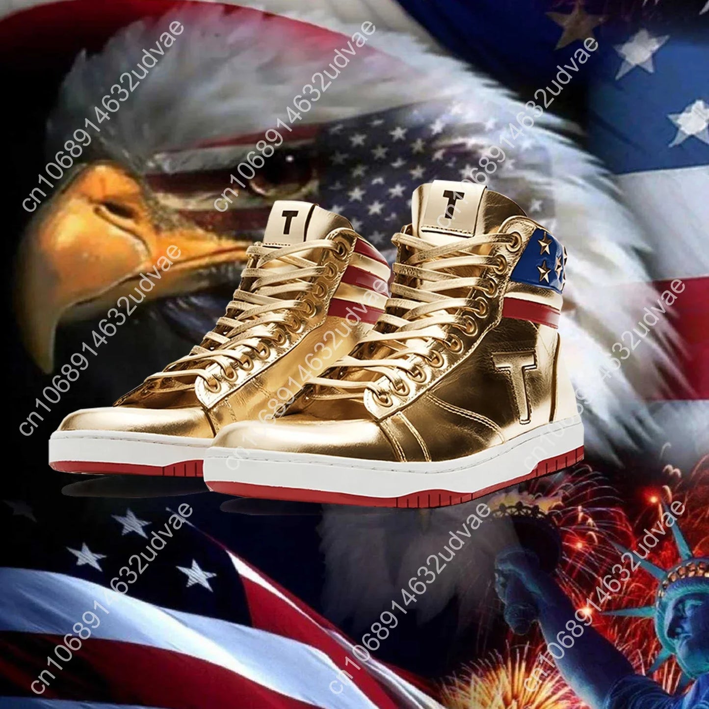 2024-2028 MAGA Trump Gold Silver Sneakers Never Surrender Donald Gold Trump Shoes 2024 MAGA Never Surrender Shoe Sneaker Basketball Mens Womens Casual Boots Road Shoe Big Size 47 48