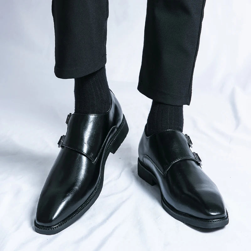 2024-2025 New Leather Shoes for Men Monk Shoes Classic Brown Wedding Shoes for Men Fashion Casual Men Shoes Evening Dress Moccasins