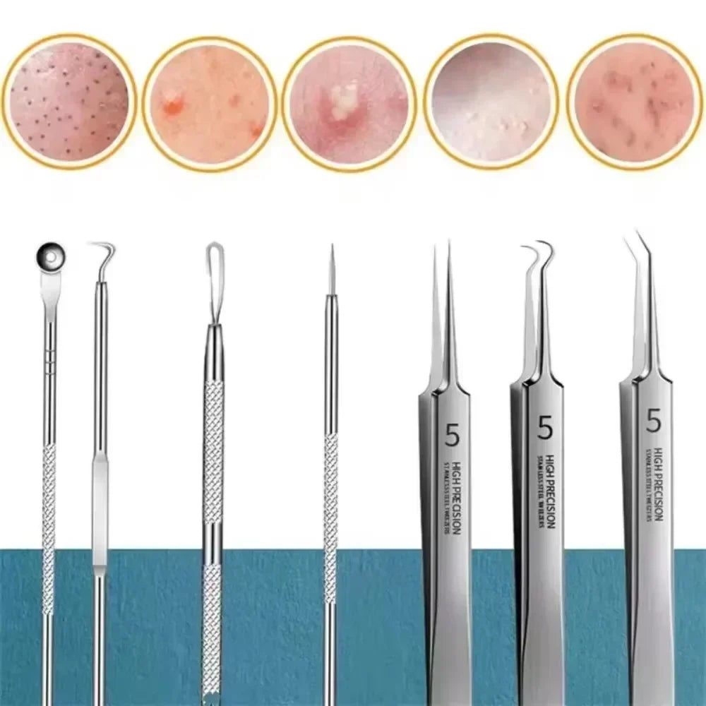 11Pcs Pro Acne Needles Blackhead Remover Ultra-fine No. 5 Cell Clips Pimples Tweezers Facial Pore Cleaning Face Skin Care Tools free Gift laptop stand