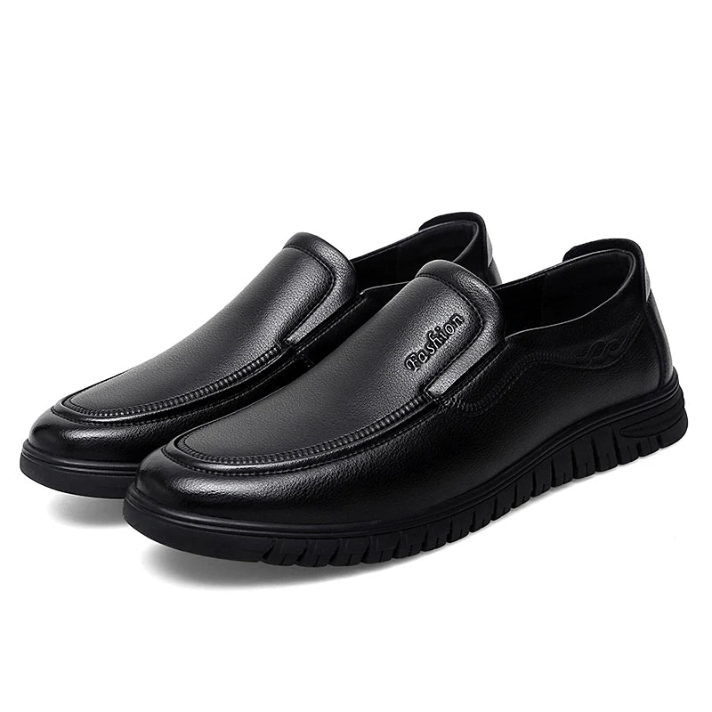 British Style High-quality Loafers Simple Black Men's Leather Casual Shoes Interview Commuting Men's Work Shoes Big Size:38-47
